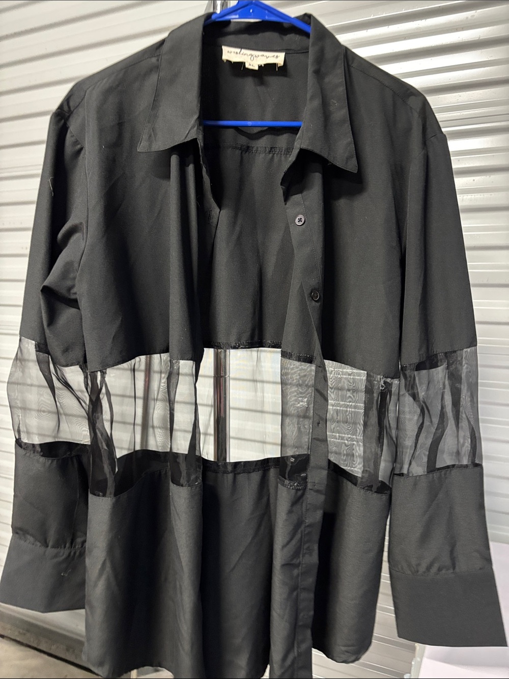 Wishing Waves Sheer Panel Black Women's Shirt